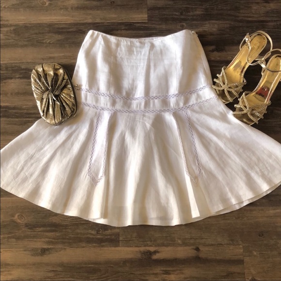 Lauren Ralph Lauren Dresses & Skirts - Lauren Ralph Lauren White Linen Fit & Flair Skirt